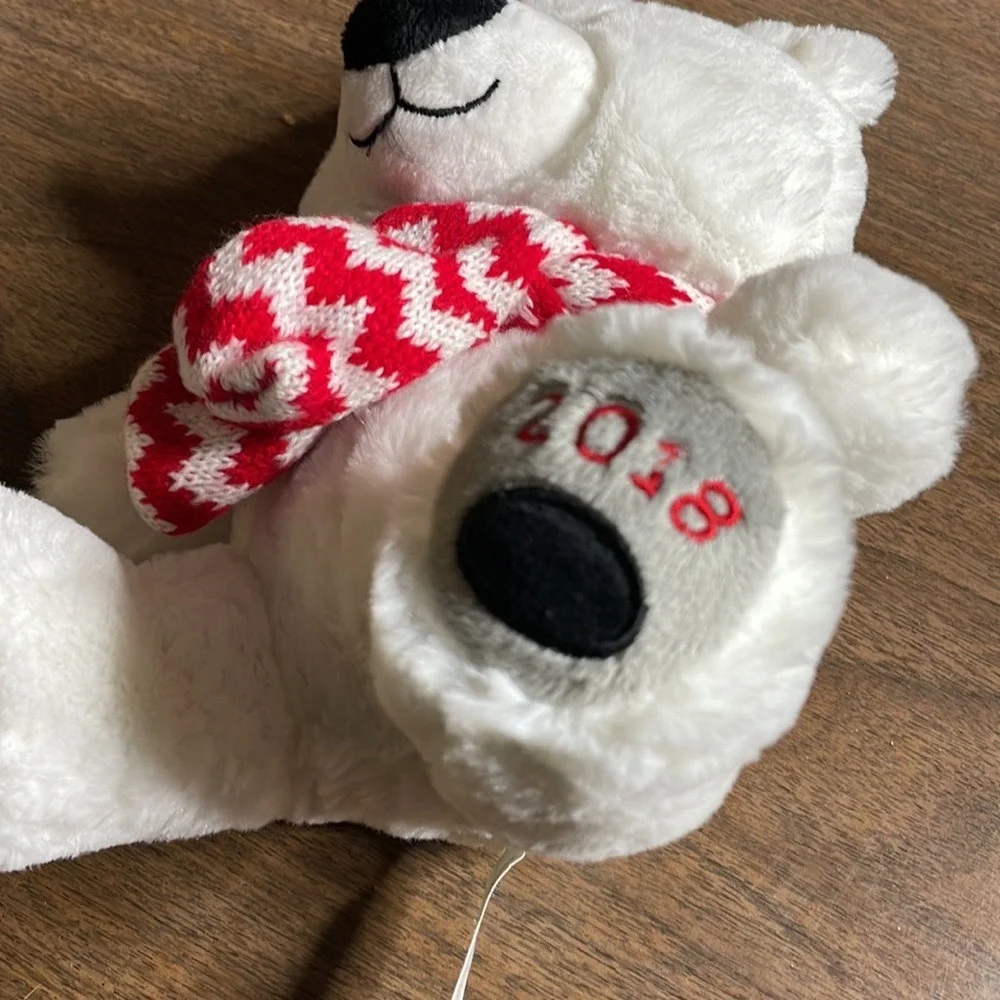 American Greetings 2018 Plush‎ Bear, White, Red & White Scarf, 9